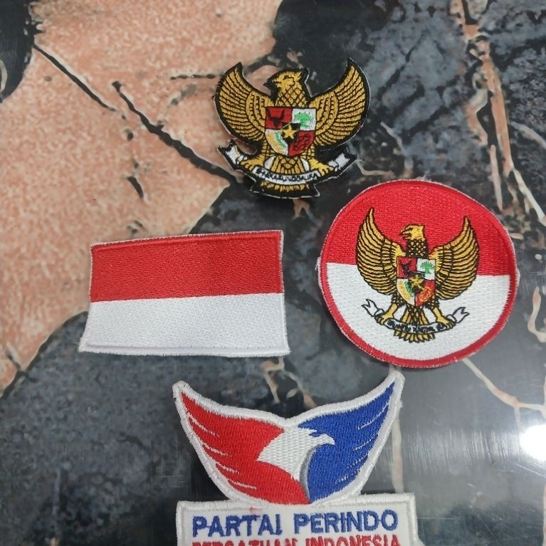 logo bordir partai perindo burung garuda merah putih garuda bulat