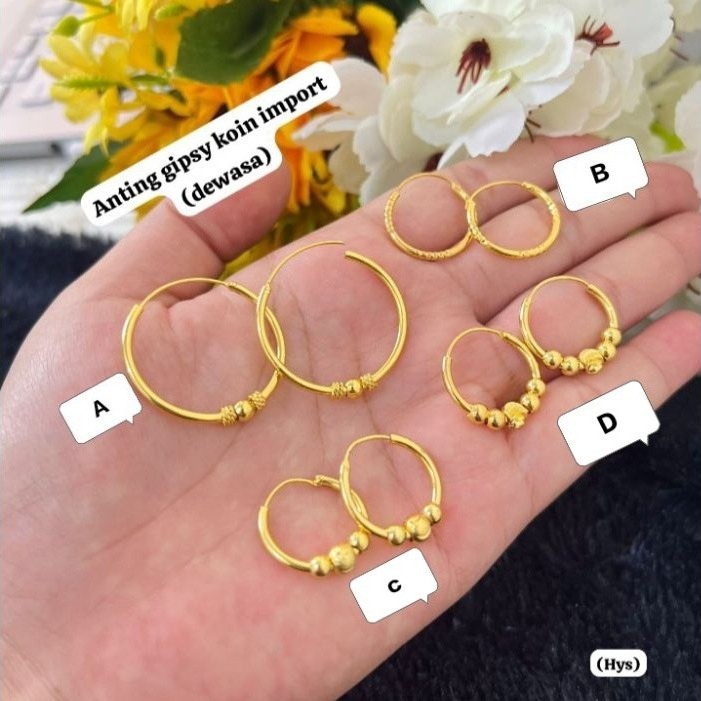 Anting Gipsy Polos Sedang/ Anting Dewasa /Anting Bulat Polos Sedang