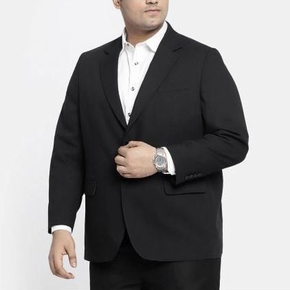 Jas Blazer Pria Jumbo Big Size Hitam Kancing 2 untuk Acara Formal - Hitam Jumbo, XXXL