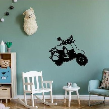 Wallstiker Motor Vespa Tua Vintage Hiasan Stiker Dinding Kamar Decor