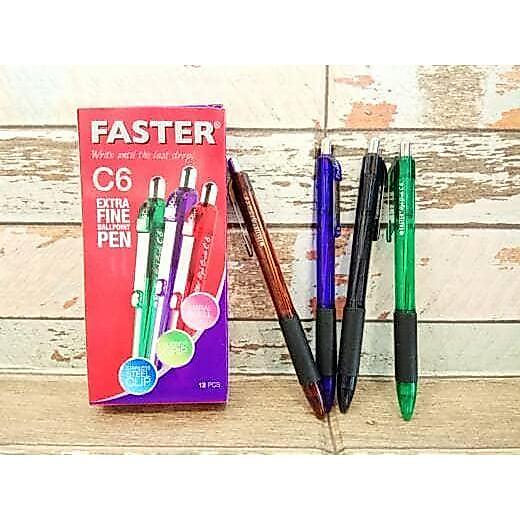 Pulpen       Faster c6   Tinta hitam berkualitas Merah Stationery