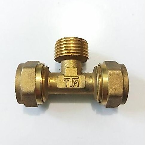 TEE sambungan pipa air panas drat luar 1/2 inch / T air panas Kuningan