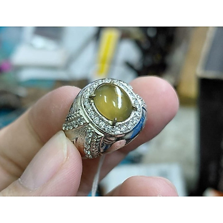 Cincin Batu Idocrase Bio Solar Aceh IDC041 Giwang Size Kantoran Ikatan Perak Mewah