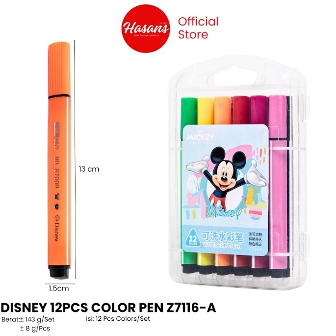 HASANS - DISNEY 12PCS COLOR PEN Z7116-A / DISNEY 12PCS COLOR PEN Z7116-B -Set