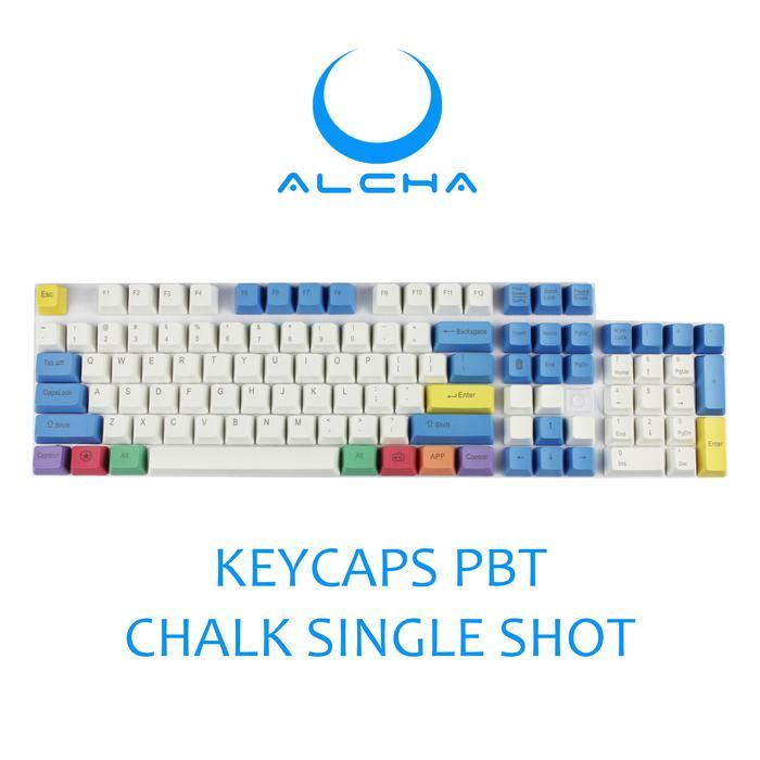 ALCHA KEYCAPS PBT SINGLE SHOT CARBON DOLCH RAINDROP CHALK EARL RED - CHALK
