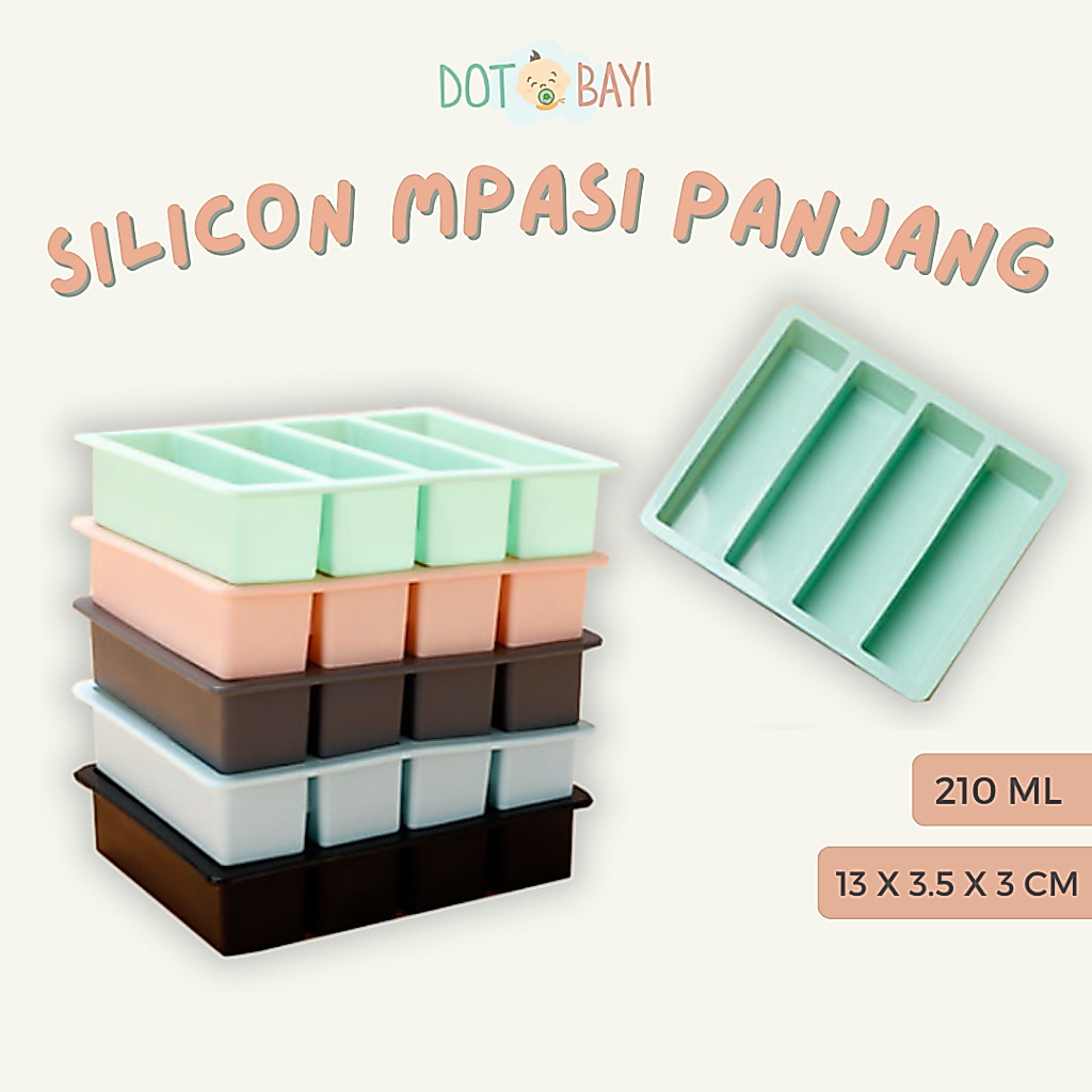 KEIJI (4 Panjang) Cetakan Es Batu MPASI Silicon Silikon Ice Cube Tray Tutup