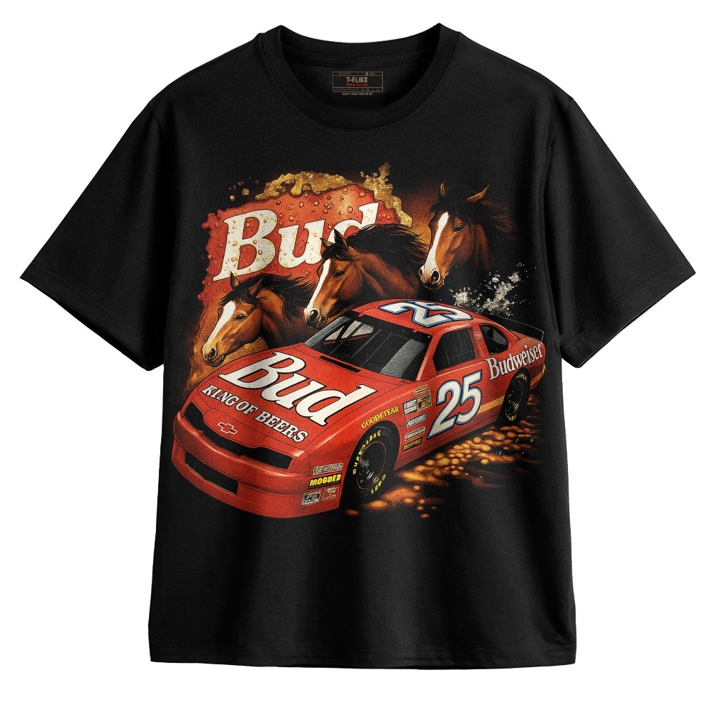 NASCAR BUDWEISER KAOS SPORT TSHIRT OVERSIZE UNISEX HITAM - TFLIKS