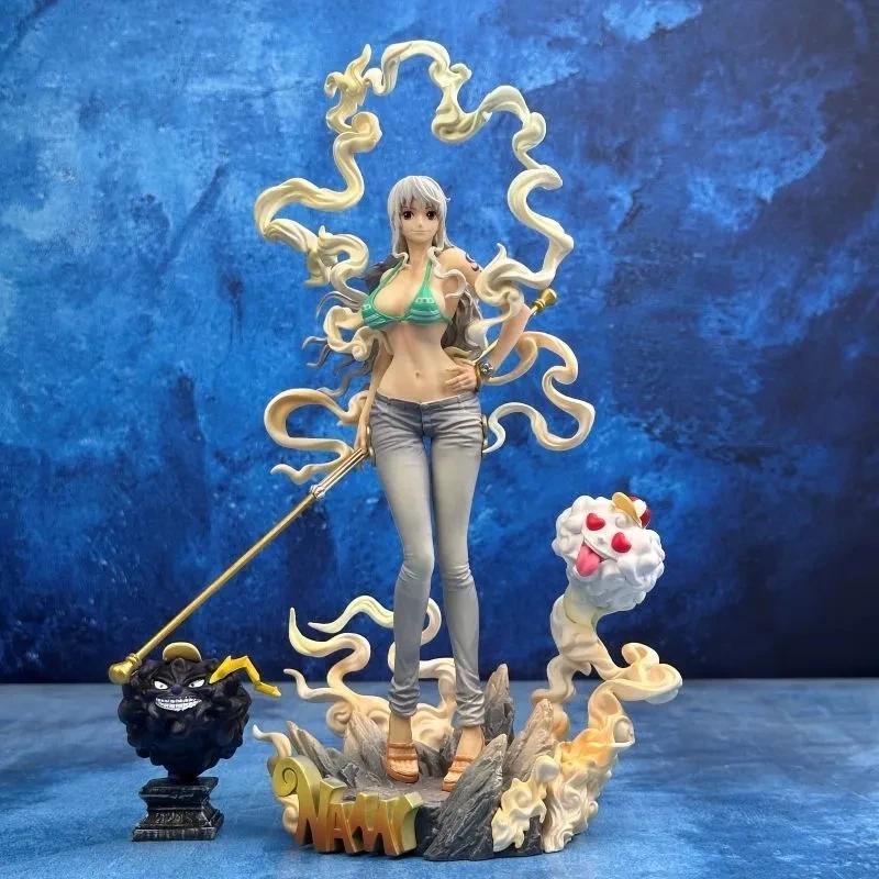 31cm One Piece Nika Form Nami Straw Hat Nami Anime Figure With Zeus Cloud Collectible GK Statue Mode