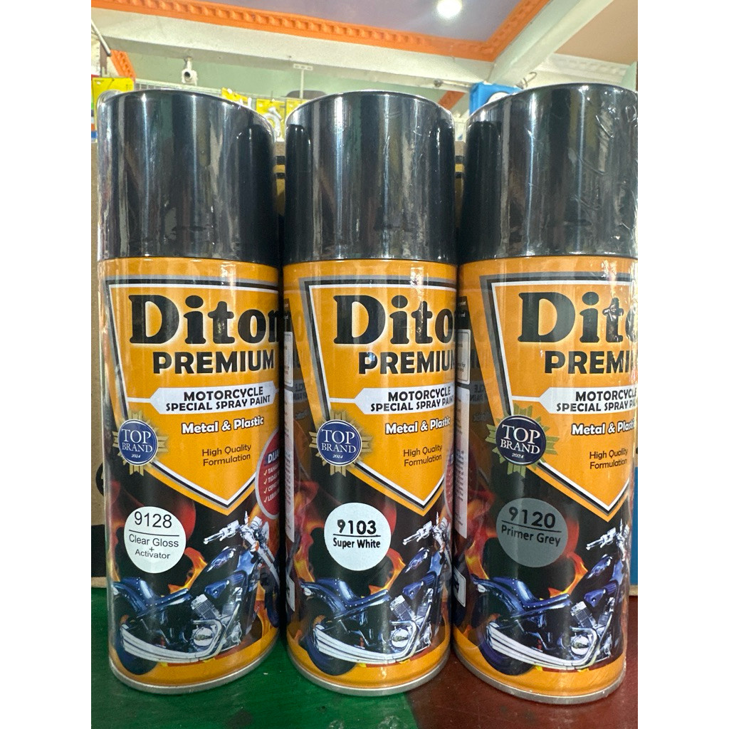 3 kaleng cat semprot Diton Premium 1 paket 3 kaleng (epoxy, cat utama, clear) paketan black 9180 pak
