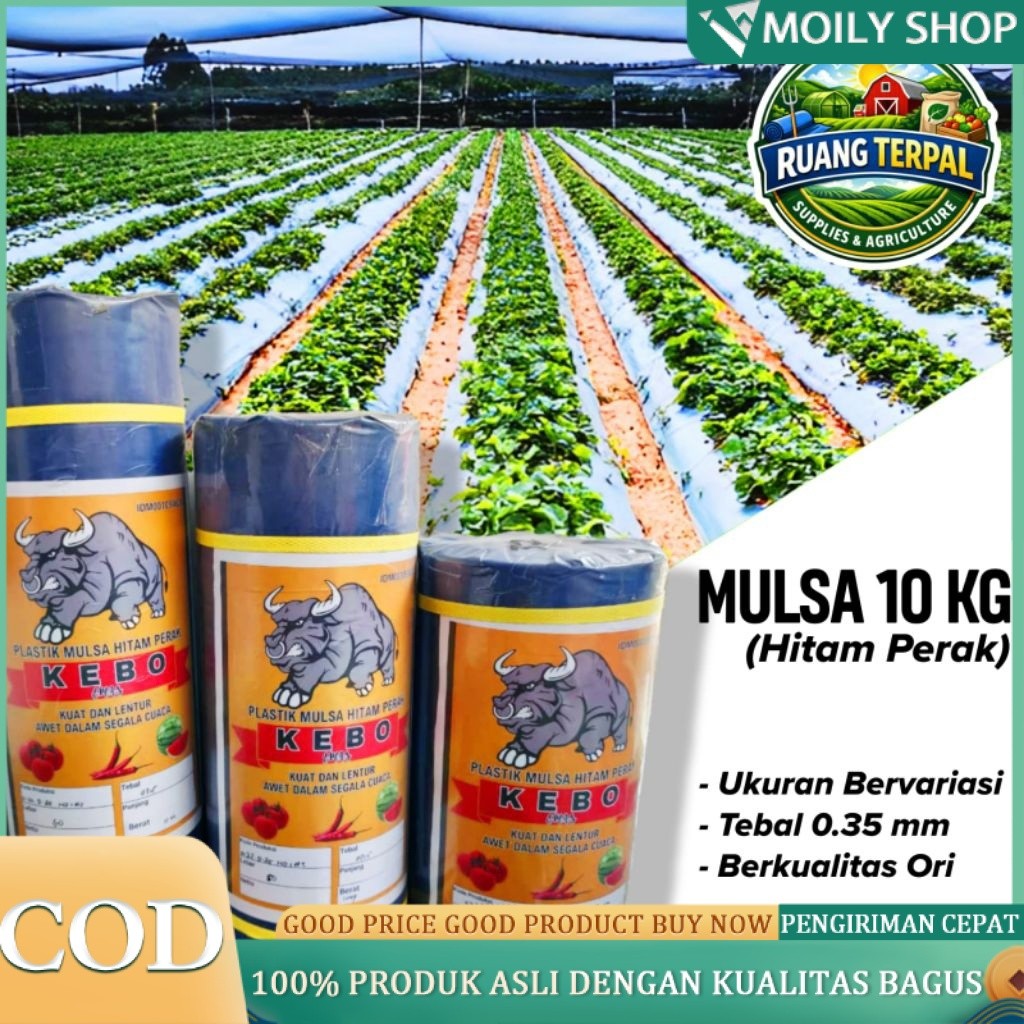Plastik Mulsa Hitam Perak 1 Roll 10 Kg/Mulsa Pertanian Cap Kebo