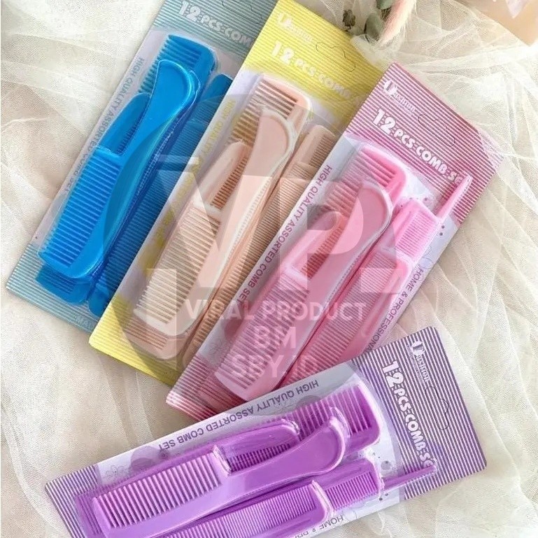 SBY | 12in1 SISIR RAMBUT SET | 12 Sisir COMBO | SISIR SET 12PC Rambut Paket Hemat, Warna Acak