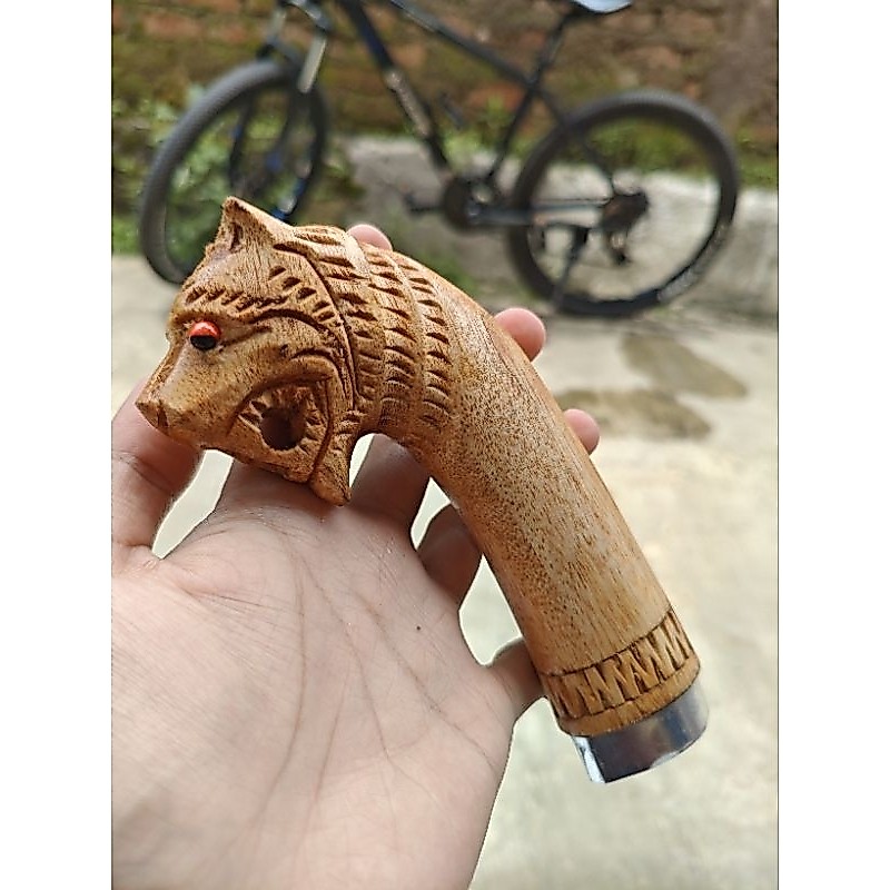 Gagang Golok ukir Kayu Mahoni
