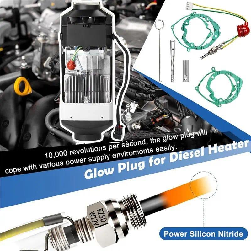 SUINE-Glow Plug Repair Kit,12V/24V 5KW 8KW Diesel Heater Parking Heater With Filter Glow Ignition Pl