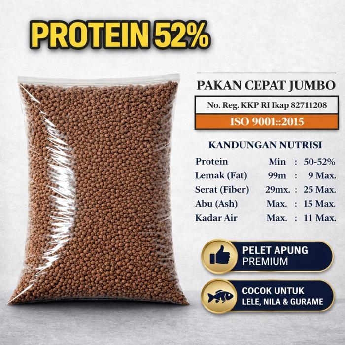 Pelet Ikan Protein 52% 500G Pakan Lele Nila Gurame Koi Protein Tinggi Kualitas Bagus PELET PROTEIN