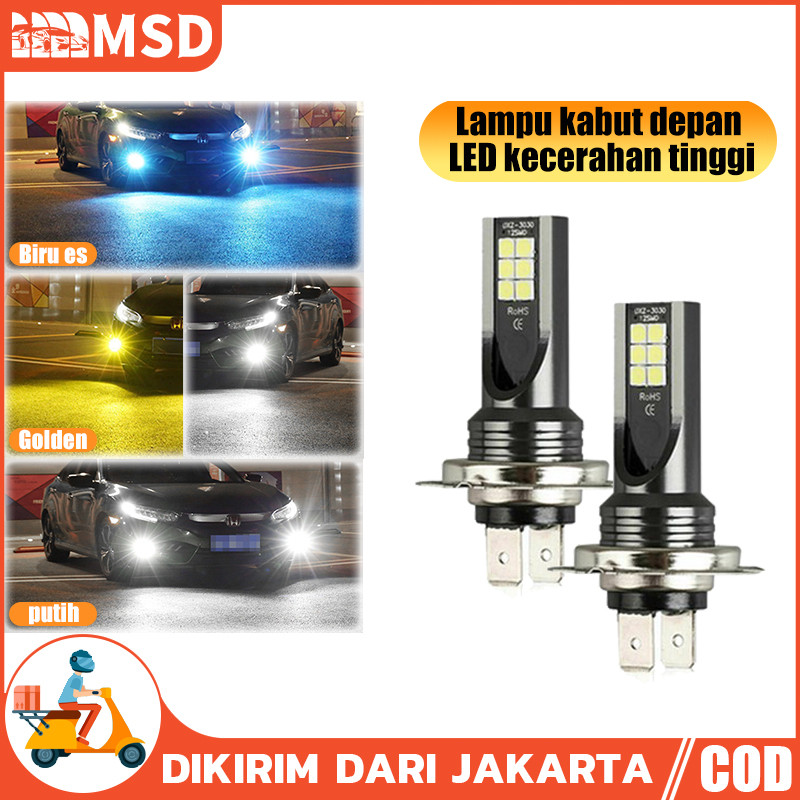 2PCS Foglamp Led Mobil 12-24V H11 Super Terang Foglamp Lampu LED 3 Color Putih/Kuning/Biru Foglamp M