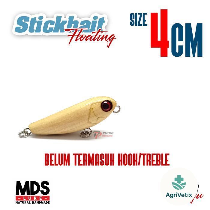Lure MDS Stickbait WTD Stick Bait Floating Kayu Handmade Wood - 4 cm