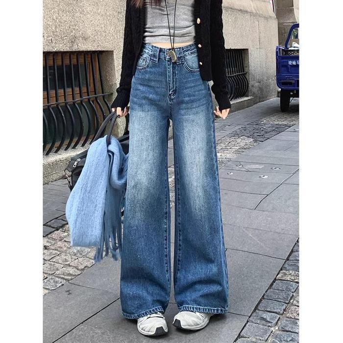 COD LULU Jeans Celana Jeans terbaru kulot Korea Biru pinggang tinggi--Baggy Jeans -baggy baggy Jeans
