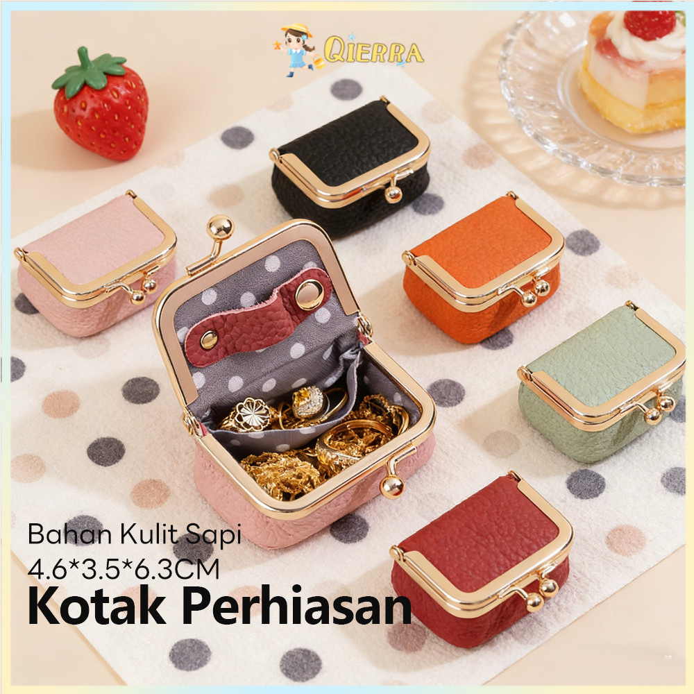 Qierra Dompet Koin Dan Kunci Tekan Dompet Koin Wanita Kulit Dompet Perhiasan Mini