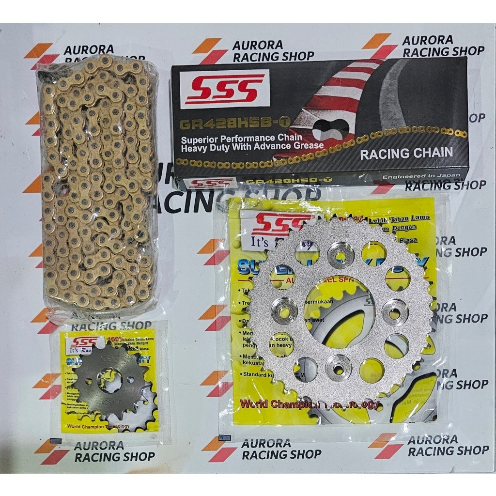GEAR SET SSS 428 SUPRA X 125 - SUPRA X 125 HELM IN -  BLADE  - REVO  - SUPRA FIT NEW - KHARISMA & RA
