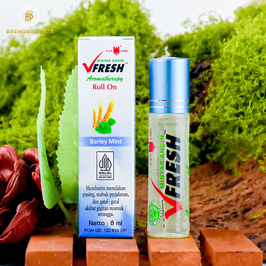 V Fresh Aromatherapy Roll On Barley Mint 8ml Minyak Angin Aromaterapi Cap Lang Original
