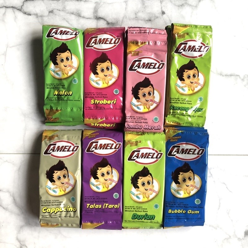 Bahan Es Suntik Camelo Es Bantal Bubuk Es Camelo Dus Isi 240 Pcs 24 Renceng