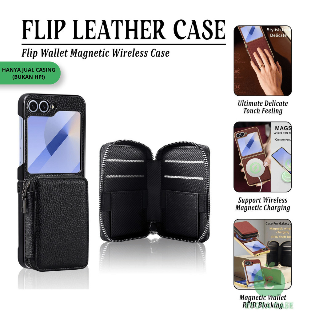 EY-275 CASING 2 IN 1 FLIP LEATHER WALLET CASE UNTUK SAMSUNG GALAXY  Z FLIP 5 Z FLIP 6 Z FLIP 7 – CAS
