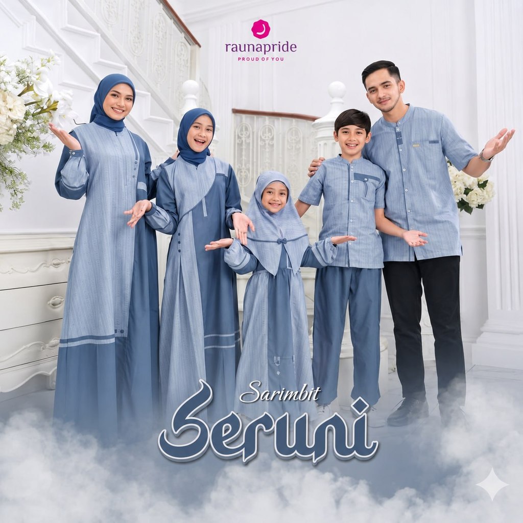 Sarimbit Seruni Denim Baju Couple Keluarga Muslim - Rauna Pride