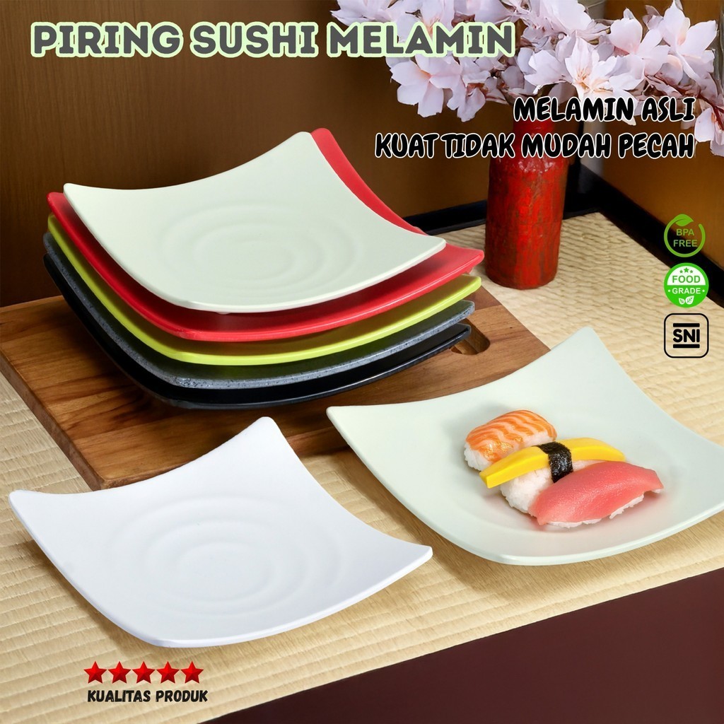 Piring Saji Melamin Persegi Tebal BPA Free | Piring Mie Gacoan Melamin Premium Tebal Tahan Panas