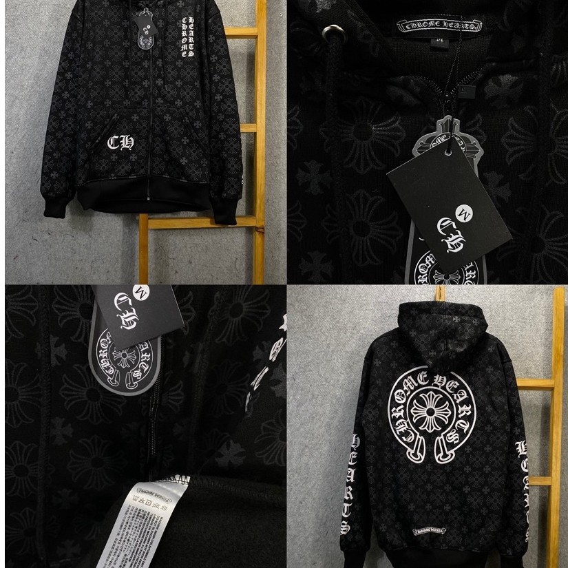 Jaket zipper/Resleting Hoodie Chrome Hearts Fullprint Motif Fulltag