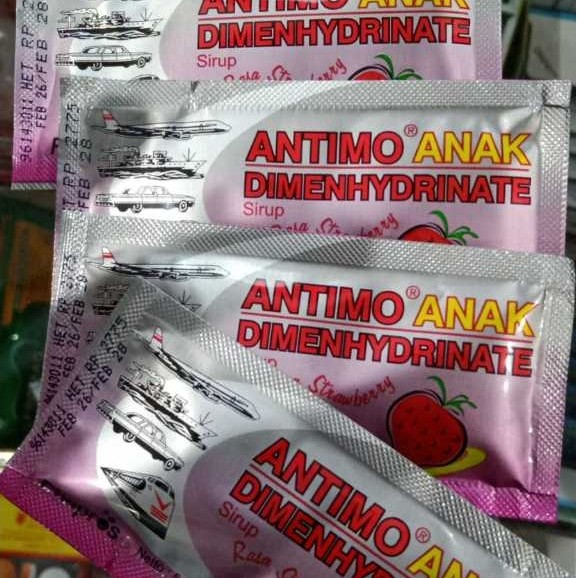 Antimo Anak 1 Sachet Rasa Strawberry Mual Muntah Mabuk Perjalanan