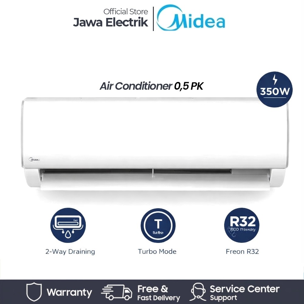 AS AC MIDEA 1/2 PK + PASANG MIDEA MSFC 05RN
