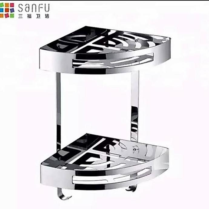 rak sudut dinding kamar mandi 2 susun stainless 304 IGM
