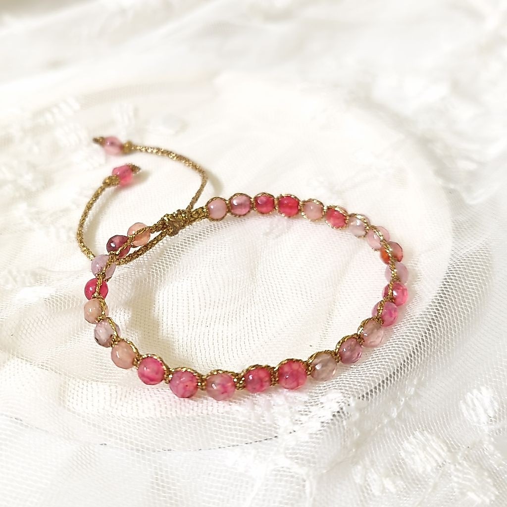 BRACELET PINK STRIPE STONES AGATE TALI SAMAPURA