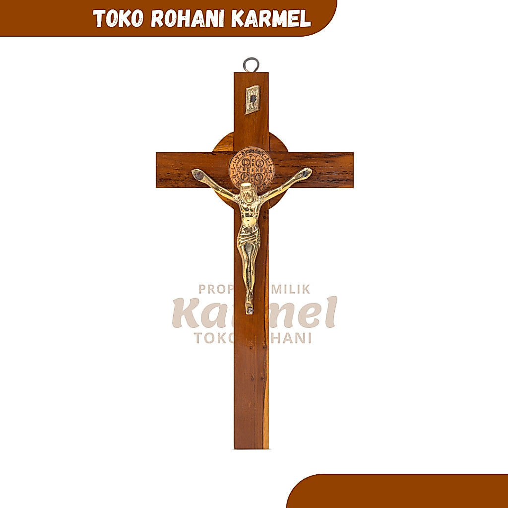 SALIB GANTUNG BENEDIKTUS 30 CM/ SALIB DINDING BENEDICT / SALIB GANTUNG KATOLIK / SALIB PATUNG YESUS 