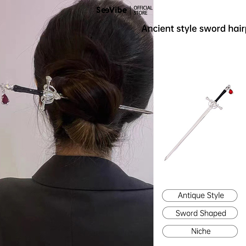 SeeVibe Gaya kuno Pedang Hairpin Gaya Cina Baru Hanfu Hairpin Niche Headdress