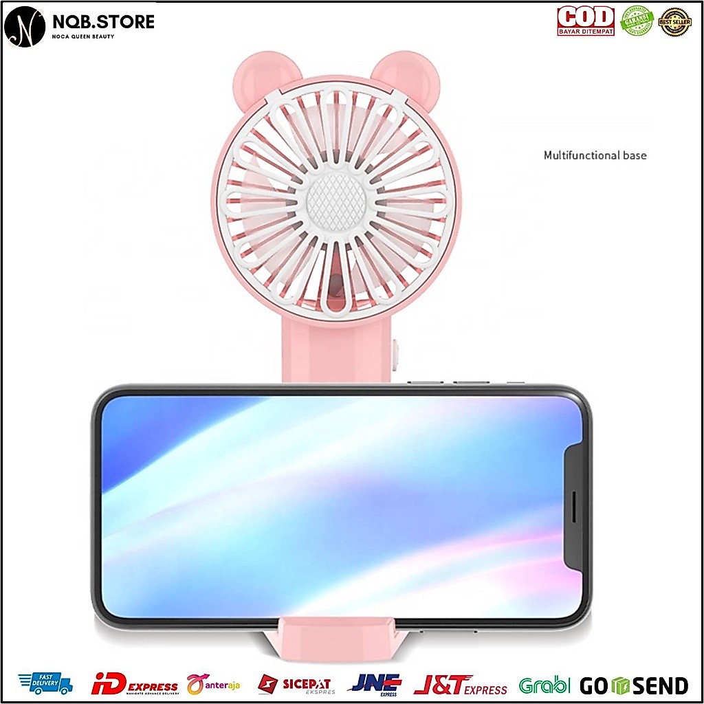 NQB - Kipas Angin Tangan Portable Stand HP Berdiri Baterai Cas Genggam USB