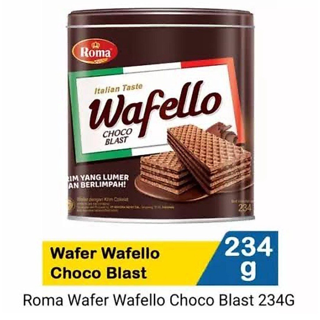 Roma Wafello Coklat Kaleng 234gr - Wafer Kaleng Murah