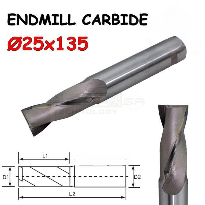 Promo Murah Endmill 25X135 TCT Endmill Carbide 25mm End Mill 25 Pisau Milling 25