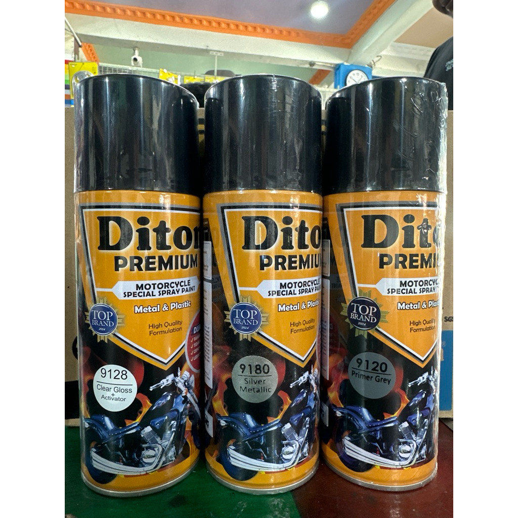 3 kaleng cat semprot Diton Premium 1 paket 3 kaleng (epoxy, cat utama, clear) paketan black 9180 pak