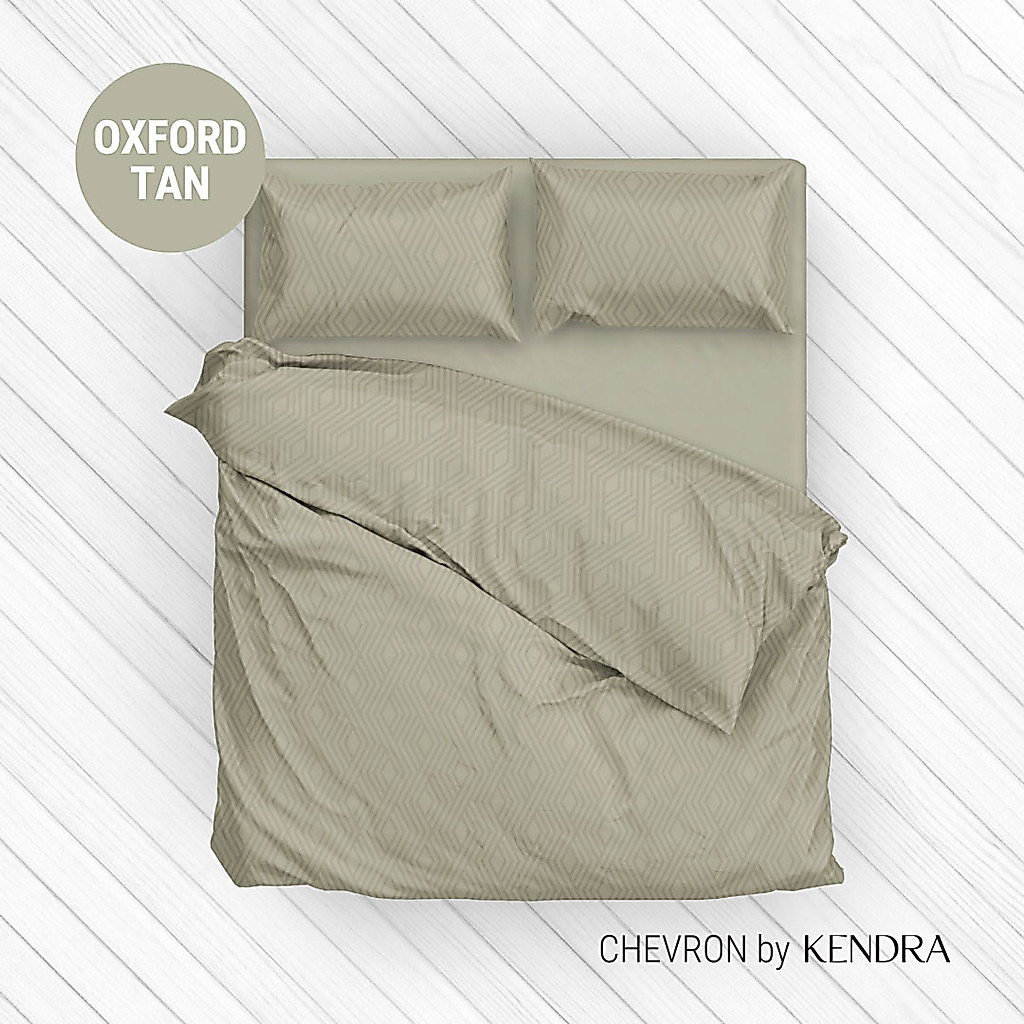KENDRA Embossed CHEVRON Sprei Set / Bedcover Set Oxford Tan