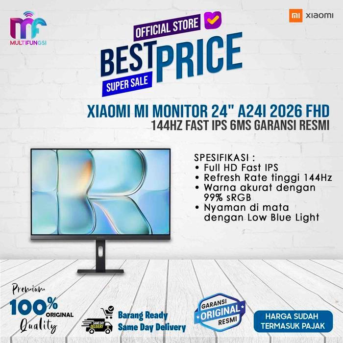 Xiaomi Mi Monitor 24" A24i 2026 FHD 144Hz Fast IPS 6ms Garansi Resmi - A24I 2026, TANPA KAYU