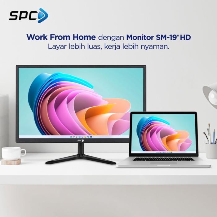 LED Monitor 19" inch Full HD HDMI VGA Input SPC Garansi Resmi