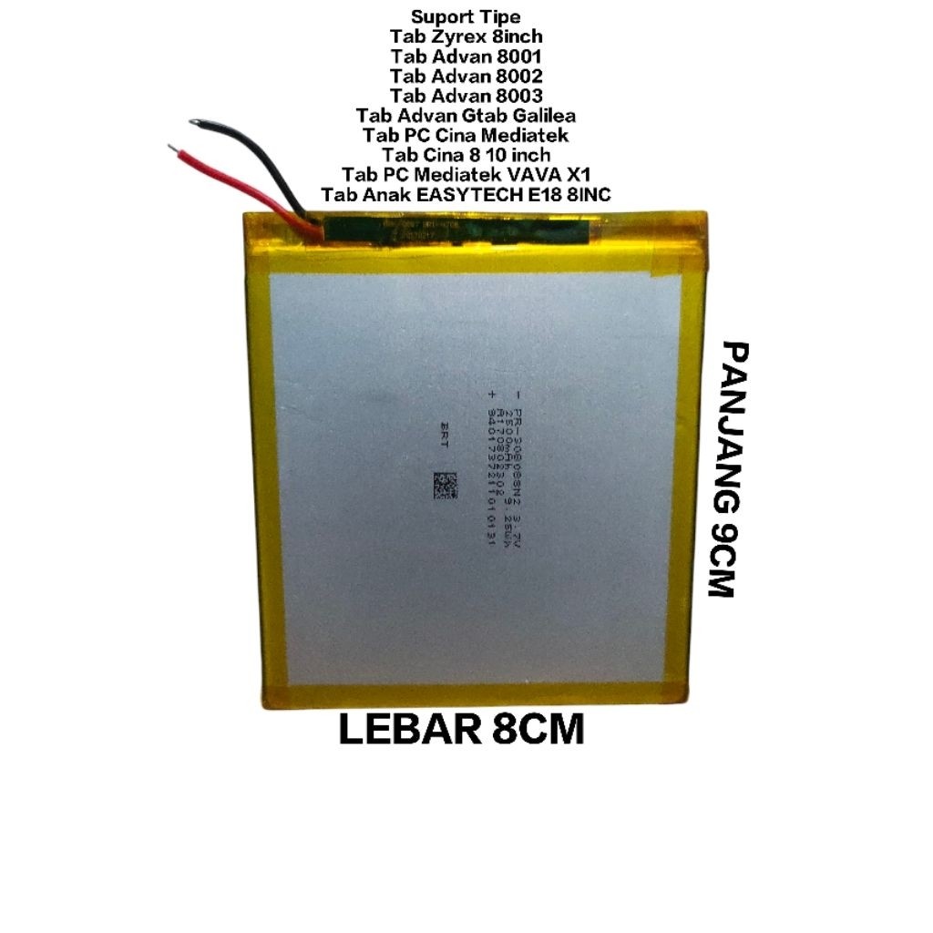 Baterai Tablet Universal Zyrex 8inch - Advan 8001 - Advan 8002 - Advan 8003 - Advan Gtab Galilea