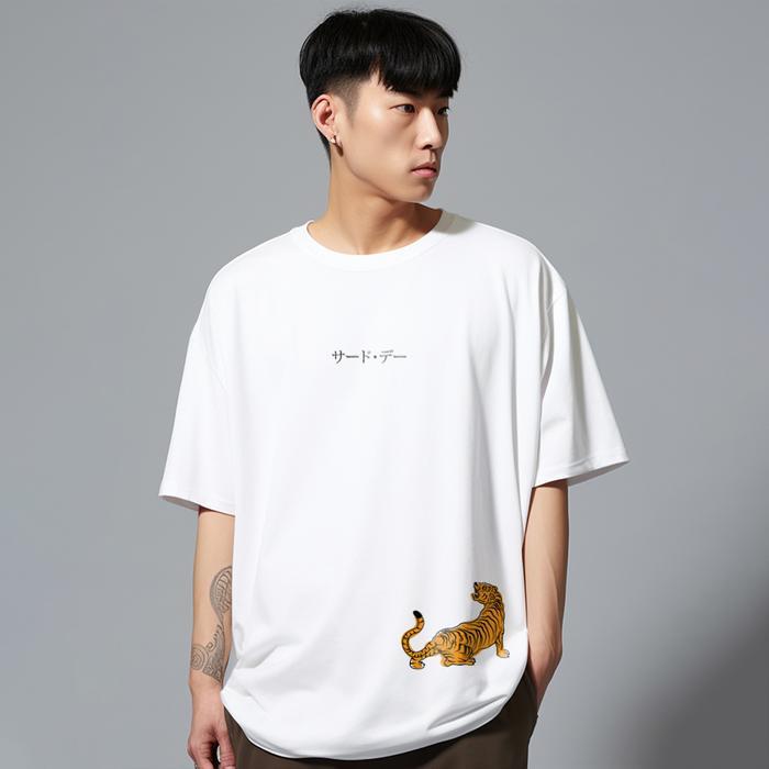 Kaos Oversize Tiger Scuba Macan Harimau Jepang MTN63 Warna Biru Navy MTN64 Putih Baju Nyaman Printin