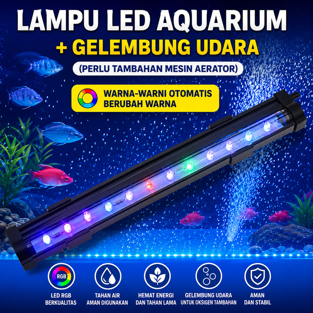Lampu Celup Aquarium lampu gelembung batu aerator lampu akuarium
