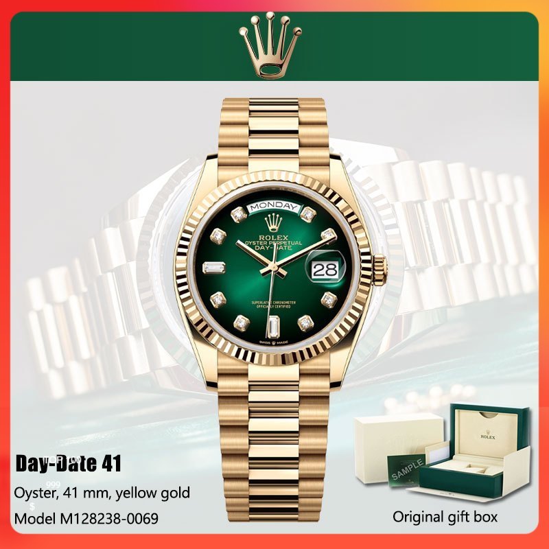 [100% ORI BARU Rolex watch] 100% original Jam tangan rolex pria Day-Date Series M128238-0069 41mm Ba