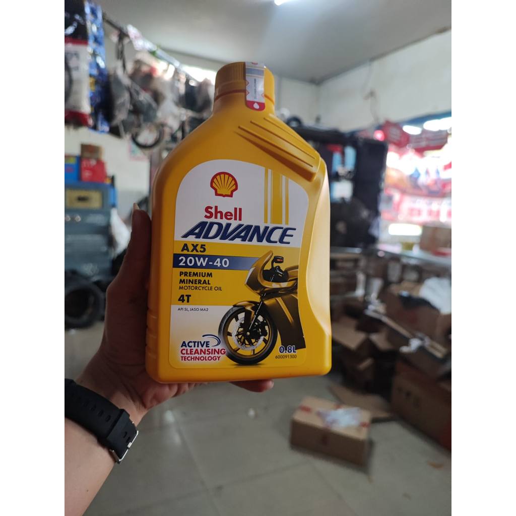 Oli Shell AX5 Sae 20W-40 4T 0,8L Mesin Sepeda Motor 4 Tak 4tak Bebek ORIGINAL