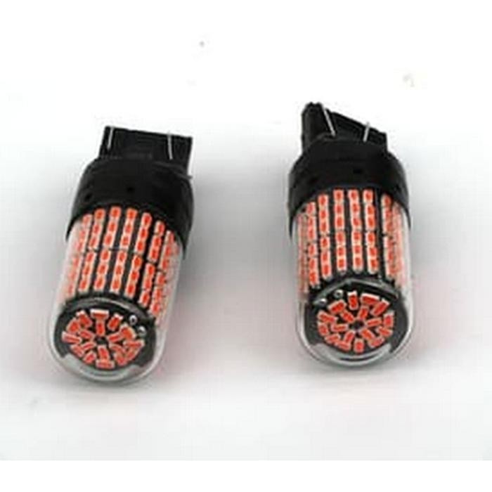 "New" Bohlam lampu LED Rem mobil super terang Stop T20 7443 double 144 SMD 3014 senja dan rem TERANG