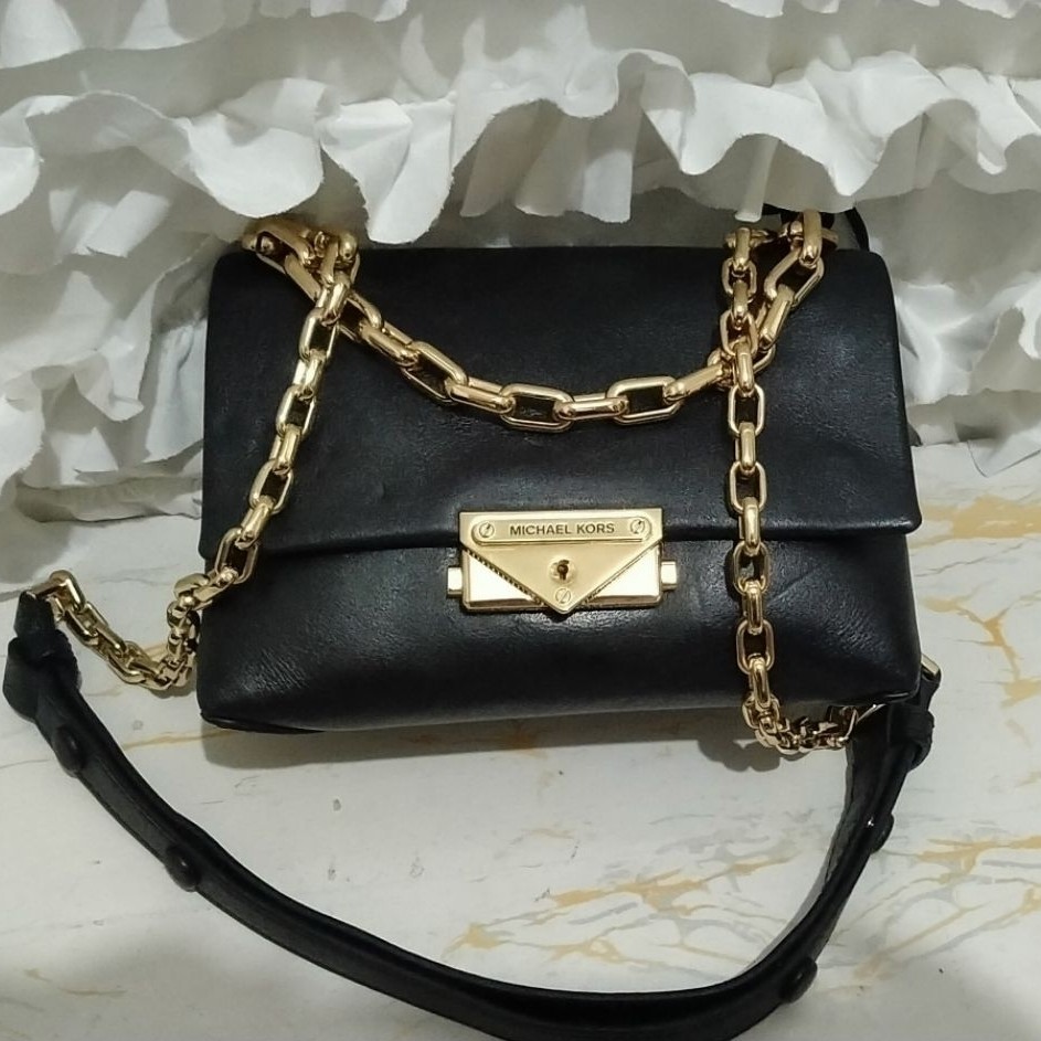 tas MK Michael Kors Cece shoulder bag, selempang rantai kulit asli