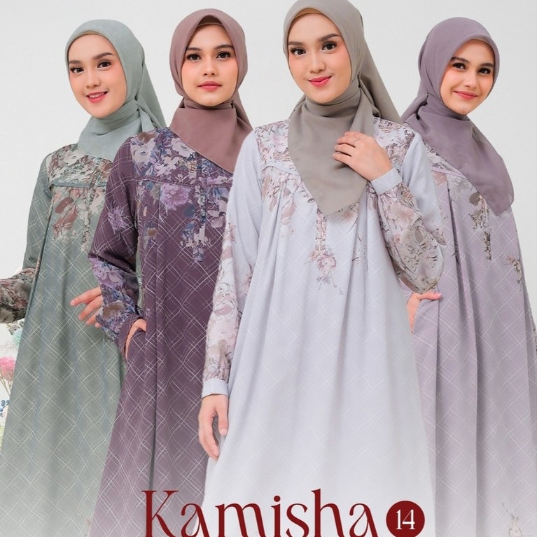 Keke Riscis Kamisha 14 Gamis Wanita Motif Zipper Busui Bahan Baby Doll Mauve Pastel Green XXS–4XL